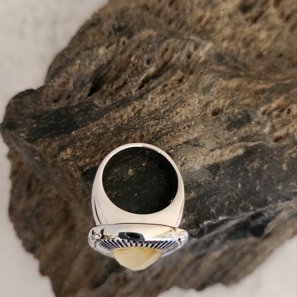 NWOT Lia Sophia "Beautify" Kiam Yellow cut crystal Silver Ring - Size 8 - Picture 5 of 5